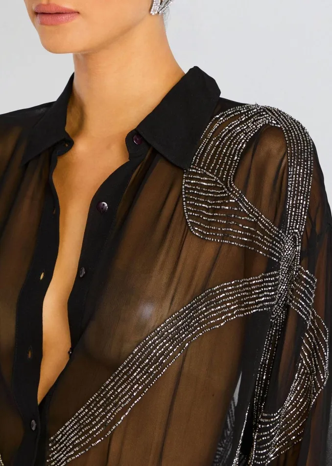 Retrofete Tops Cherish Embellished Shirt Black 8211 Women