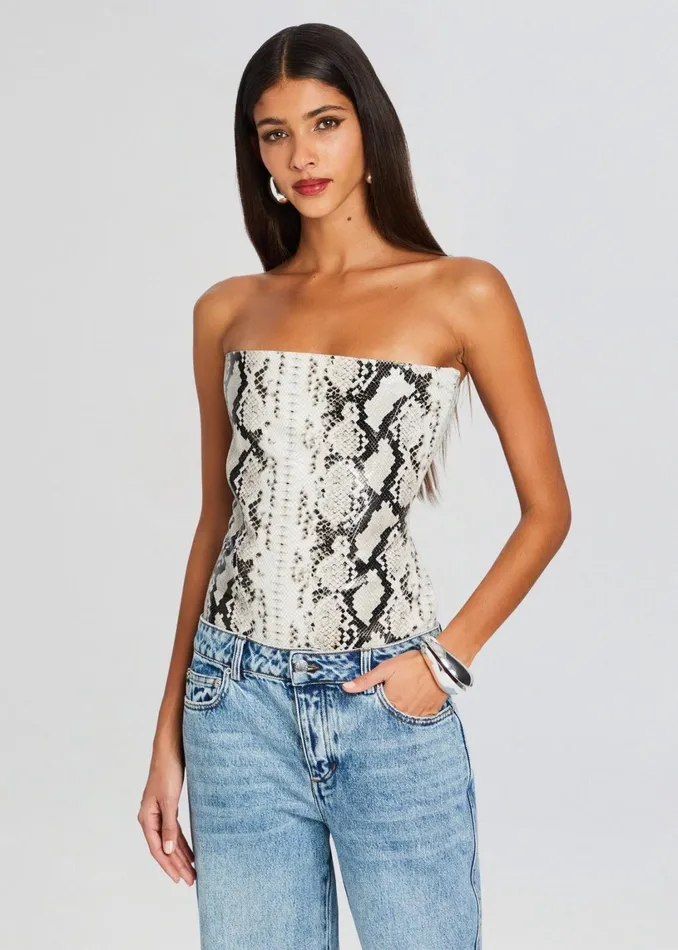 Retrofete Tops Leonie Leather Top Neutral Snake 8211 Women