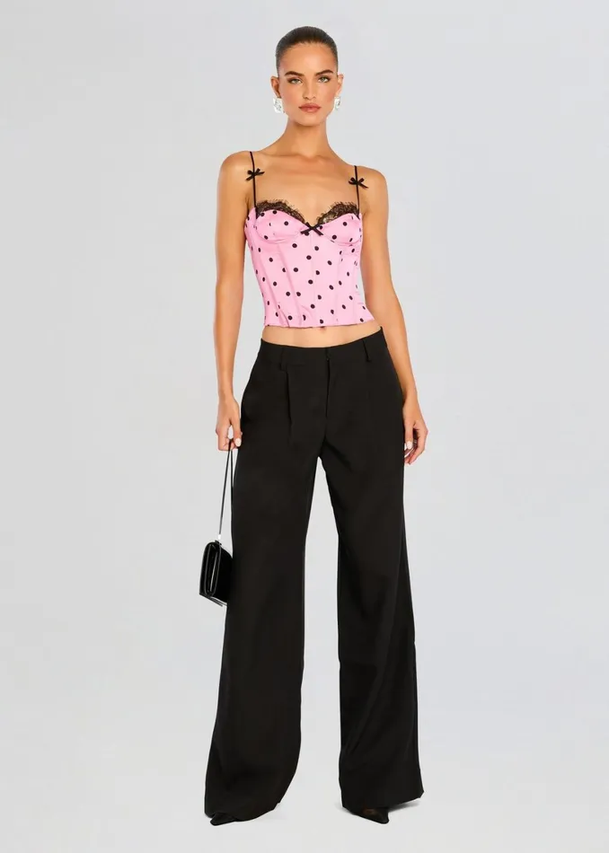 Retrofete Tops Marianne Corset Top Pink Polka Dots 8211 Women