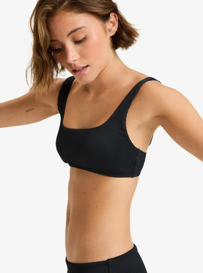 Rib ROXY Love The Glassy 8211 Bralette Bikini Top Anthracite Women Roxy Swimsuits