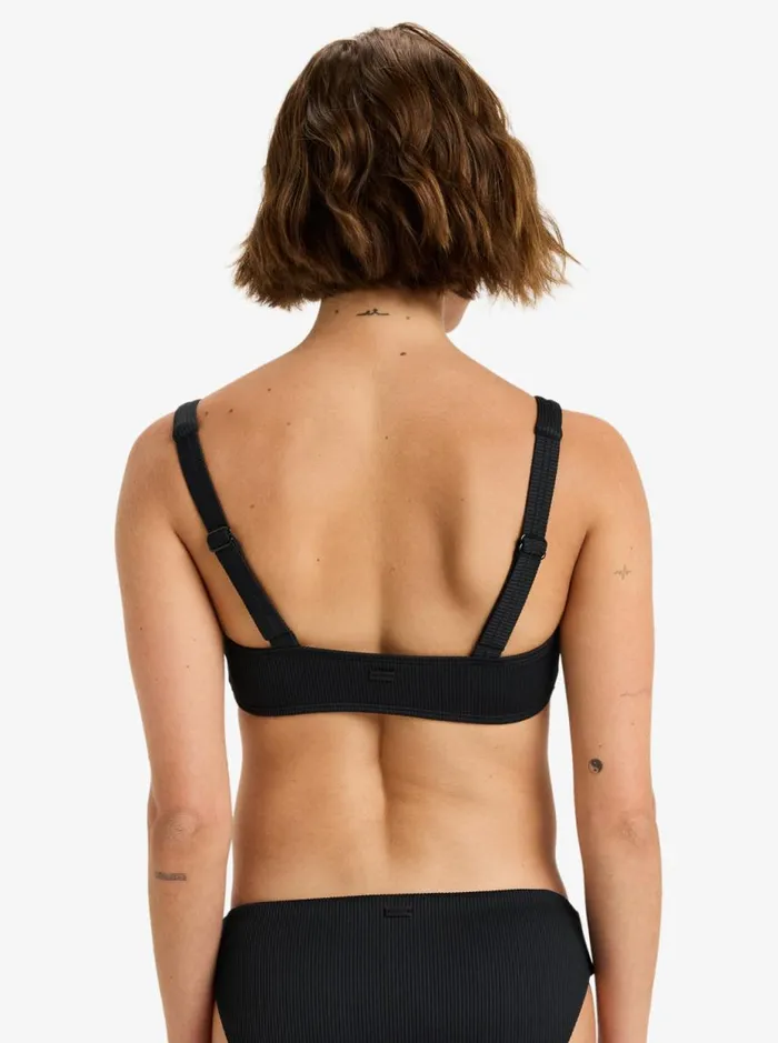 Rib ROXY Love The Glassy 8211 Bralette Bikini Top Anthracite Women Roxy Swimsuits