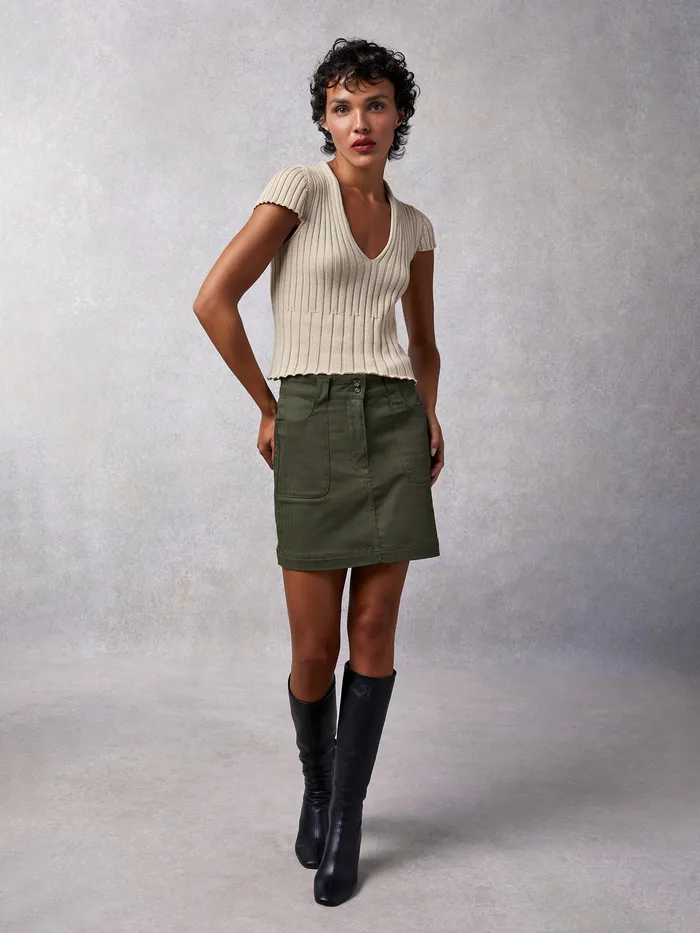 Rouje Adile Skirt Khaki Chevron Women Skirts