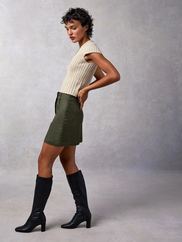 Rouje Adile Skirt Khaki Chevron Women Skirts