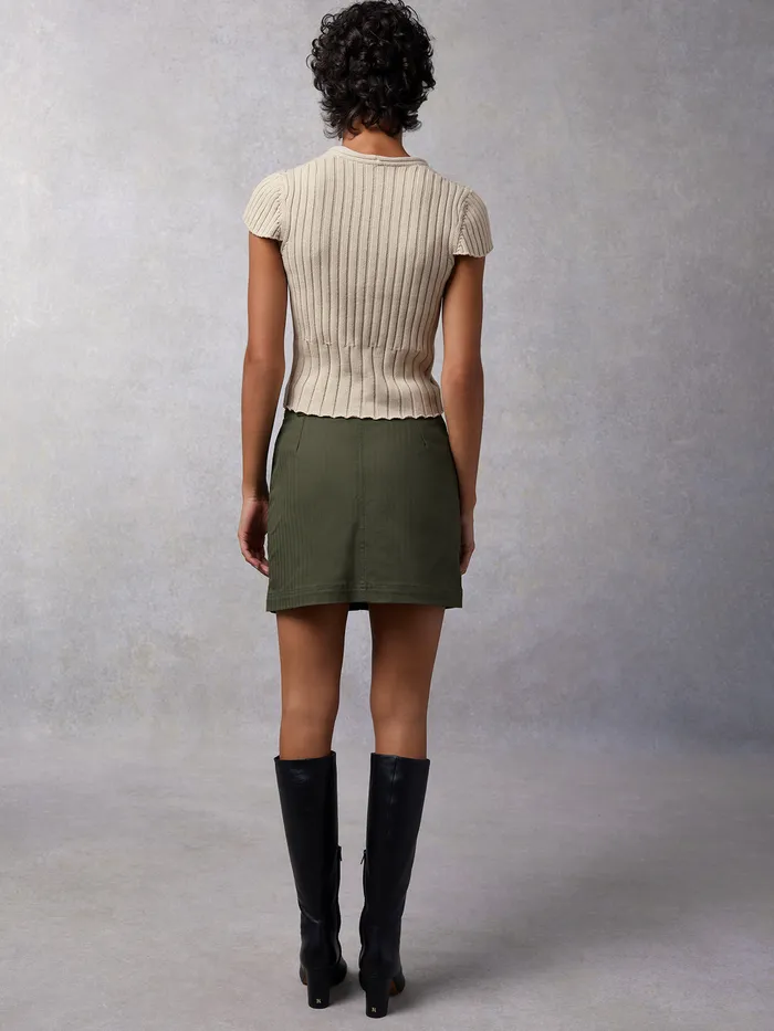 Rouje Adile Skirt Khaki Chevron Women Skirts