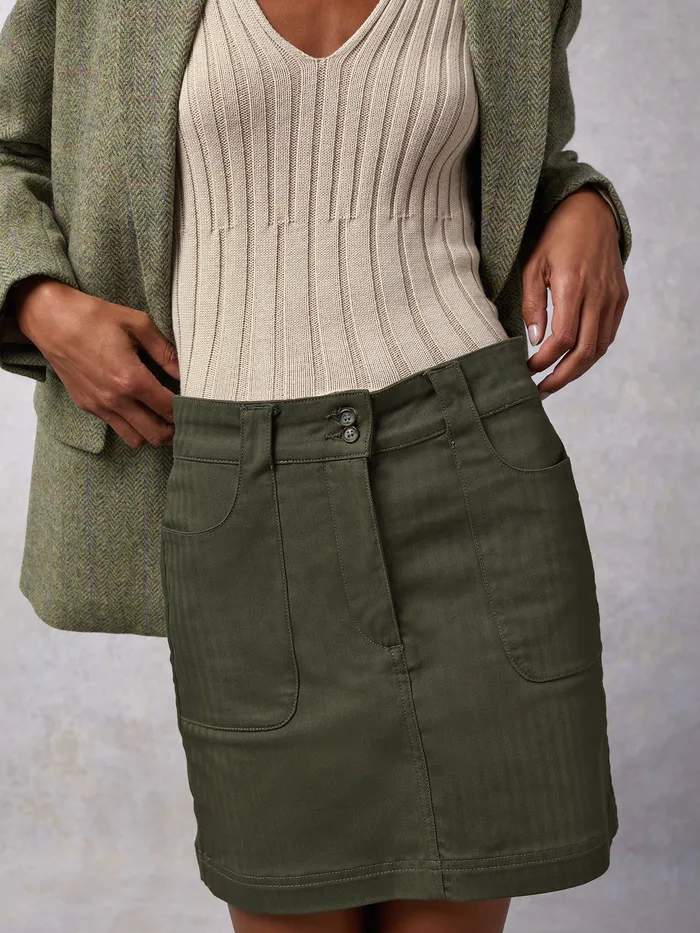 Rouje Adile Skirt Khaki Chevron Women Skirts
