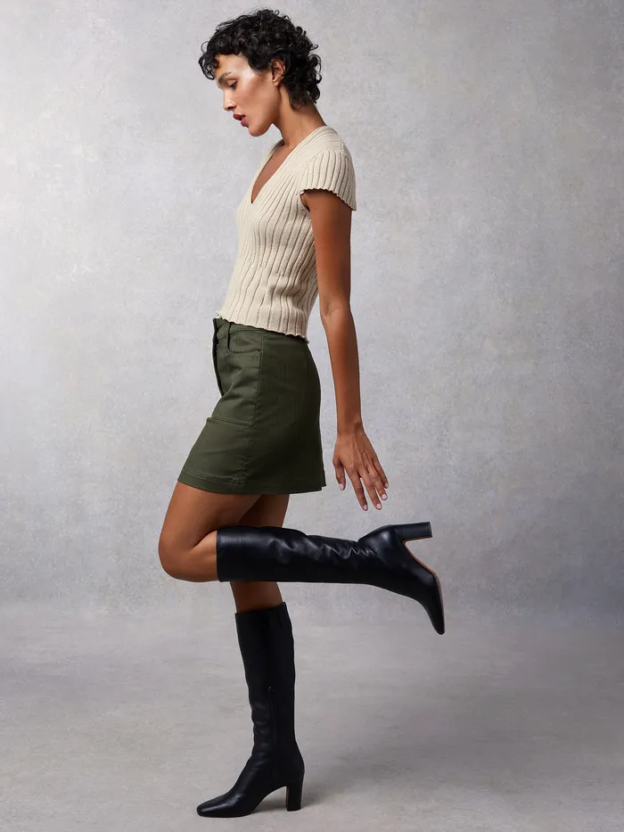 Rouje Adile Skirt Khaki Chevron Women Skirts