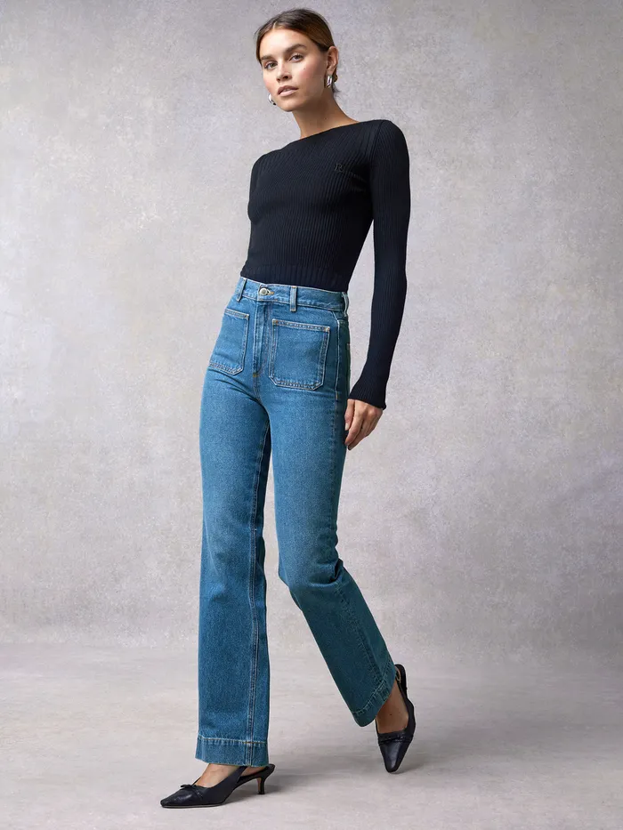 Rouje Belleville Jeans Indigo Double Stoneindigodoublestone Women Bootcut and flare jeans