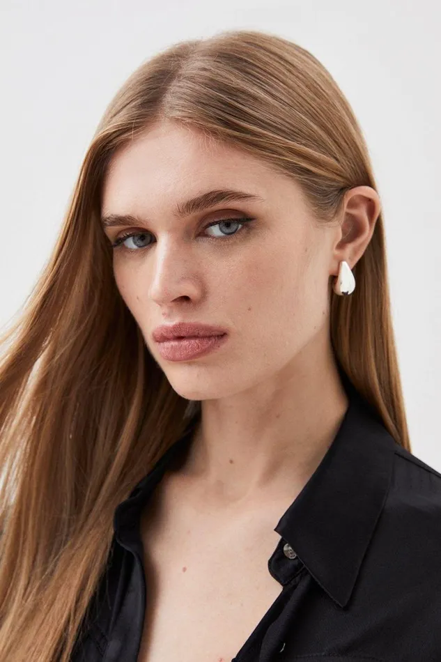 Round Drop Earrings Silver Women Karen Millen Jewellery