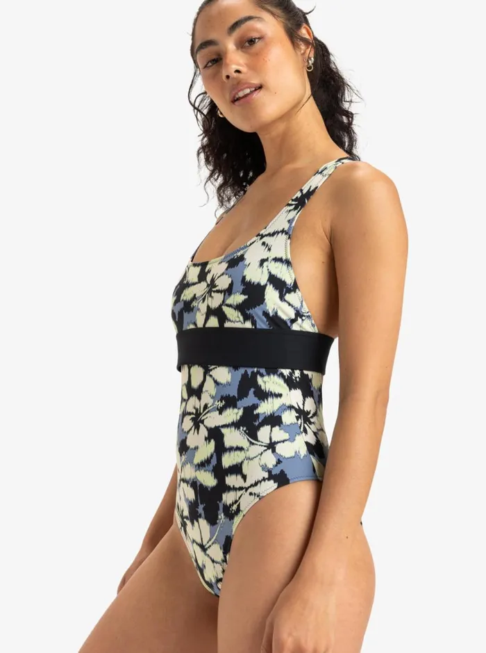 Roxy Active 8211 One Piece Swimsuit Wild Wind Hibiscus Mirage Women Roxy Swimsuits