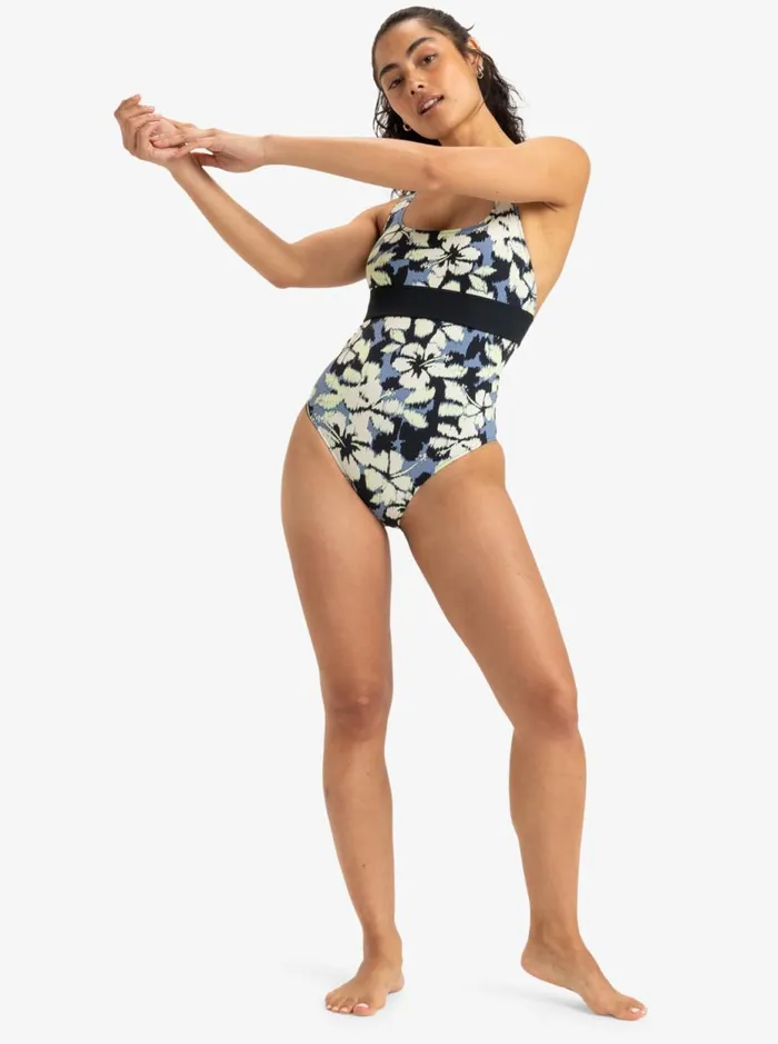Roxy Active 8211 One Piece Swimsuit Wild Wind Hibiscus Mirage Women Roxy Swimsuits