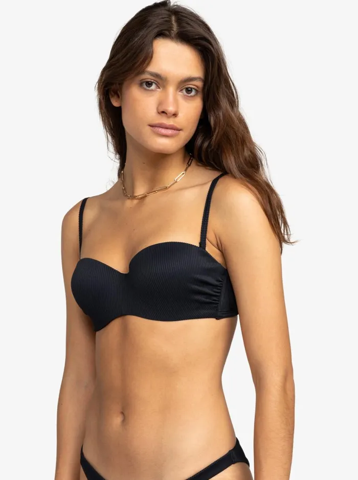 Roxy Love The Beach Vibe 8211 Bandeau Bikini Top Anthracite Women Roxy Bikinis
