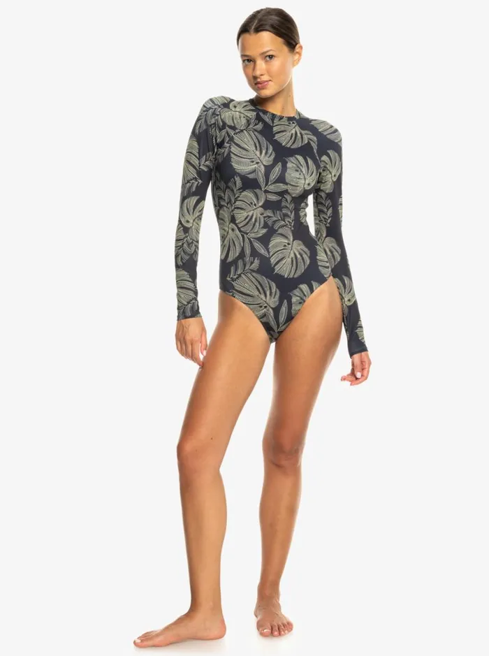 Roxy Pro The Overhead 8211 Long Sleeves OnePiece Swimsuit Anthracite The Palms Wetsuit Women Roxy Rash Vests and Surf Tees