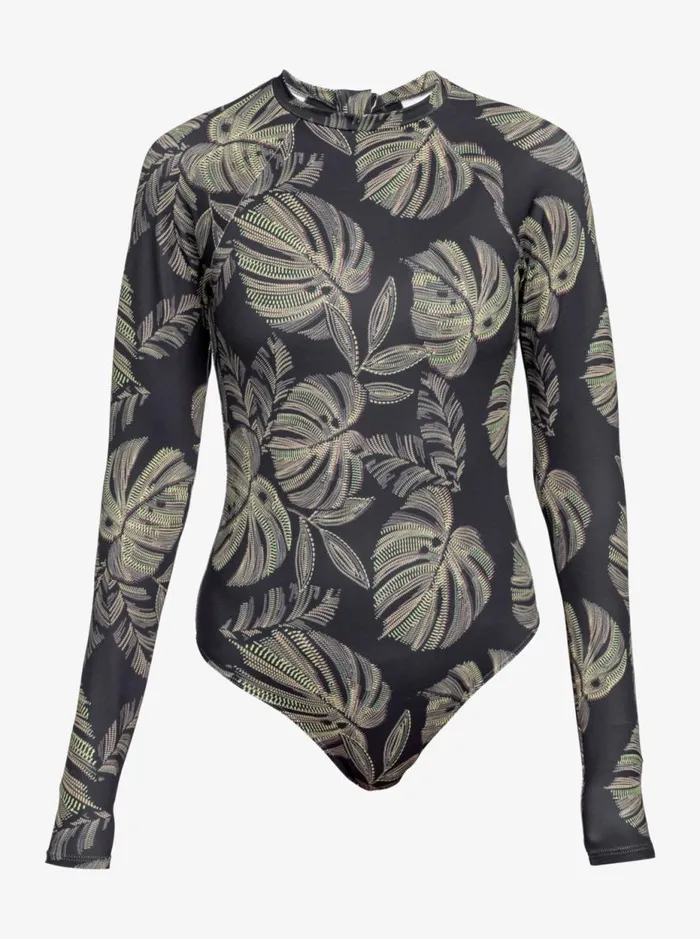 Roxy Pro The Overhead 8211 Long Sleeves OnePiece Swimsuit Anthracite The Palms Wetsuit Women Roxy Rash Vests and Surf Tees
