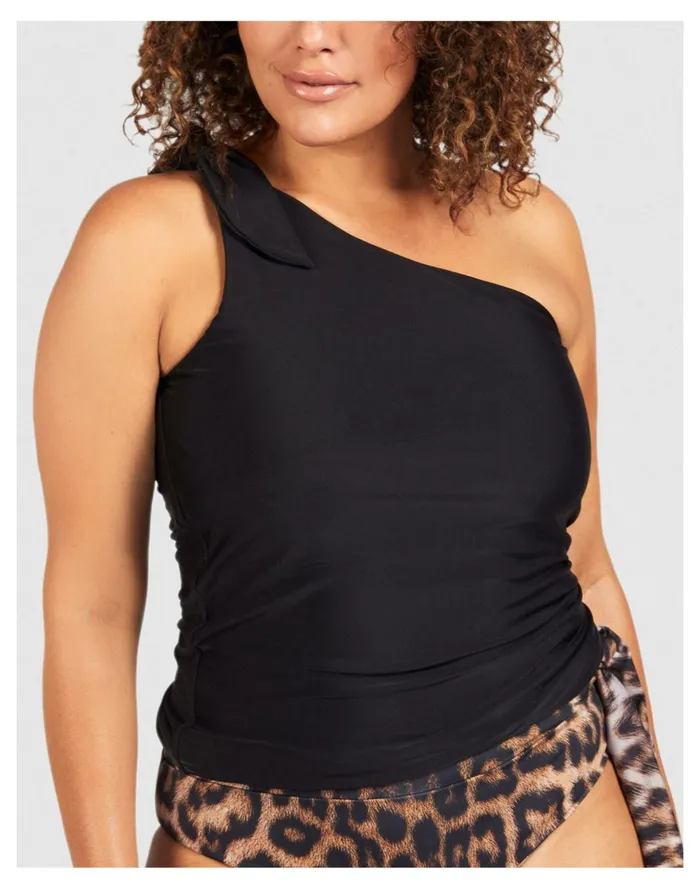 SAINT SOMEBODY The Way She Moves One Shoulder Singlet Top Black Women Madewell Swim