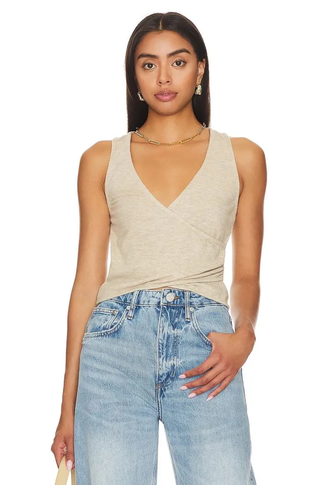 Sally Wrap Top Oatmeal Women Lovers Friends Tops