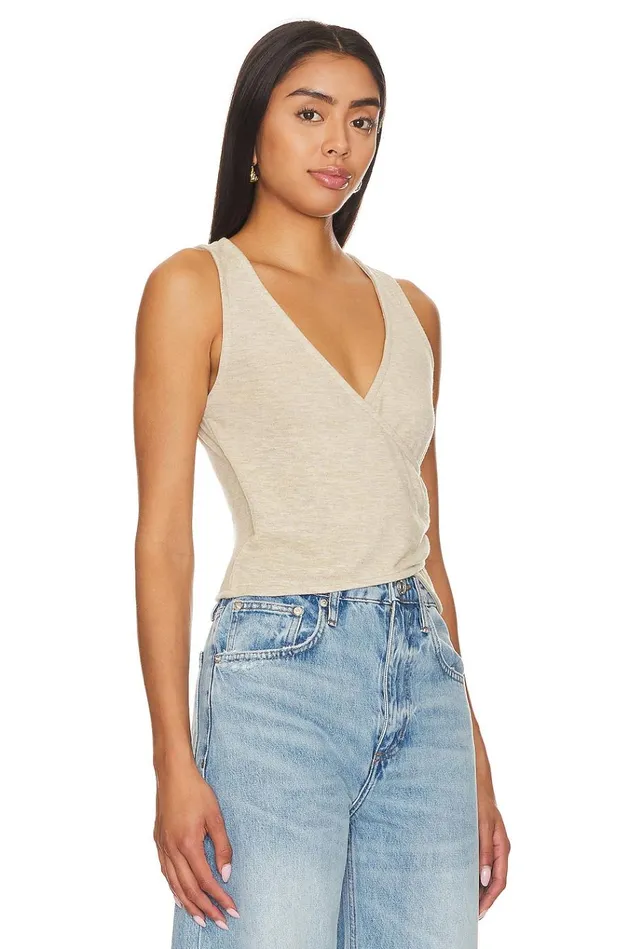 Sally Wrap Top Oatmeal Women Lovers Friends Tops