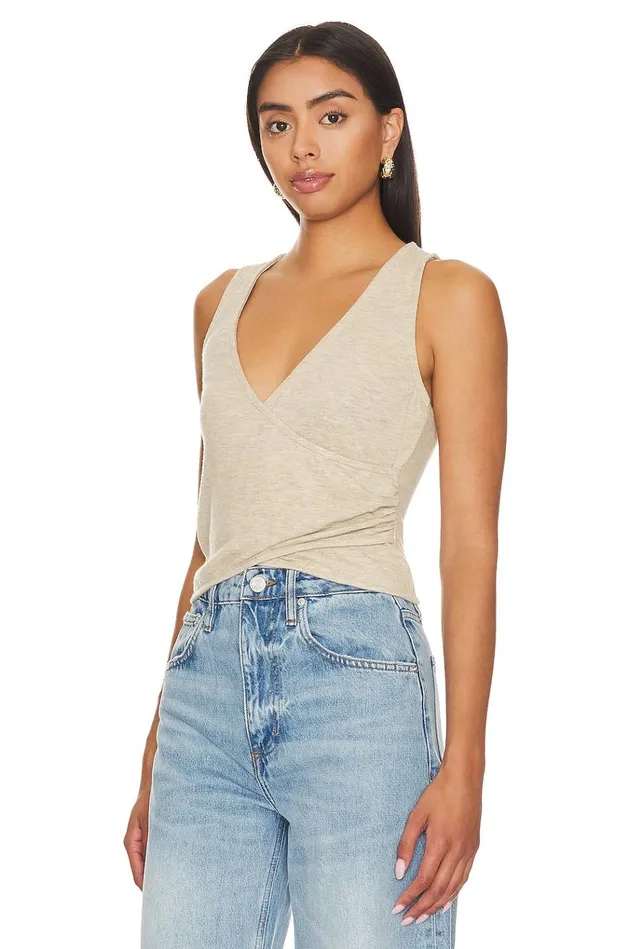 Sally Wrap Top Oatmeal Women Lovers Friends Tops