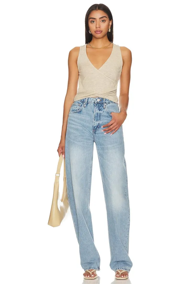 Sally Wrap Top Oatmeal Women Lovers Friends Tops