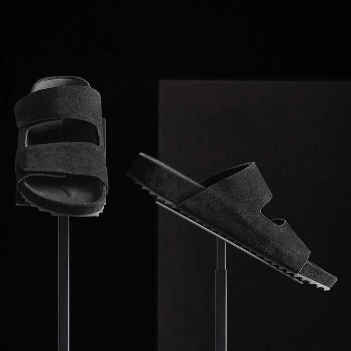 Sandals Women James Perse WomenSINGLEQUOTEADDEDs Double Strap Suede Slide Black