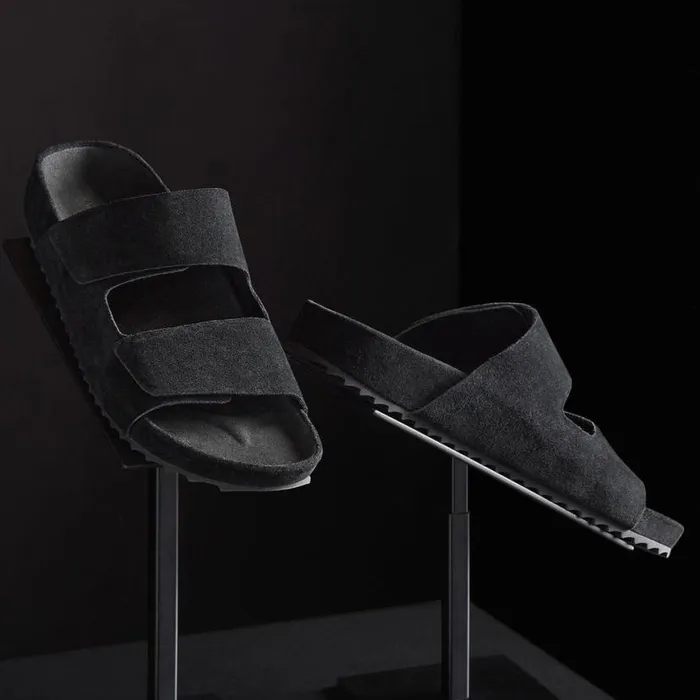 Sandals Women James Perse WomenSINGLEQUOTEADDEDs Double Strap Suede Slide Black Sandals Women James Perse WomenSINGLEQUOTEADDEDs Double Strap Suede Slide Black