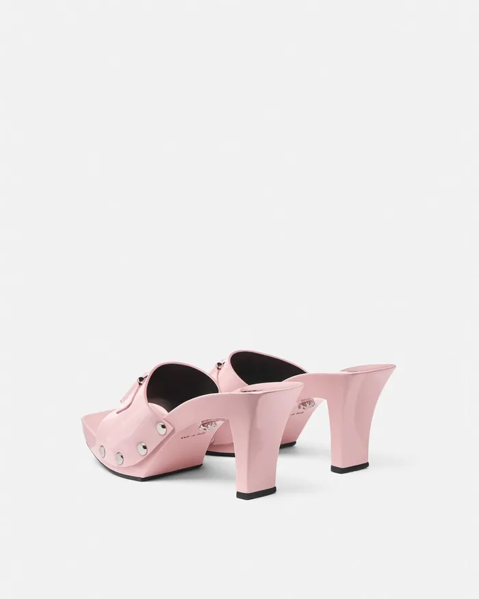 Sandals Women Versace Medusa Buckle Patent Clogs 60 Mm Light Pink
