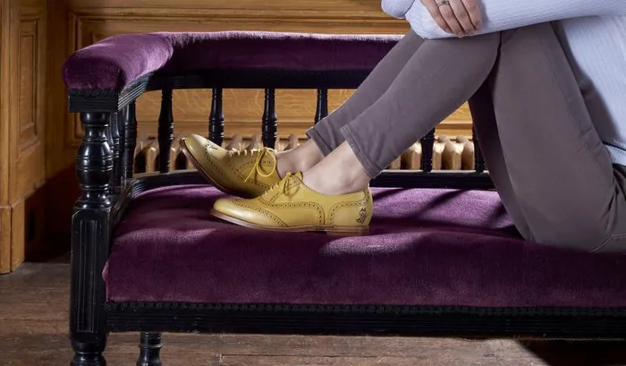 Santina 8211 Yellow Glitter Crust Womens Barker Shoes Womens Oxfords