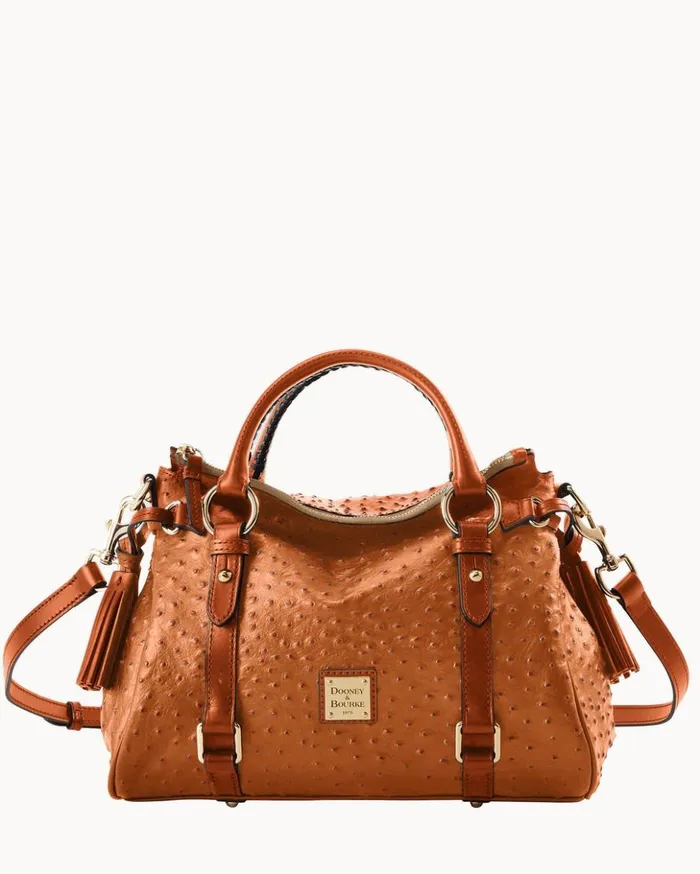 Satchels Women Dooney and Bourke Ostrich Satchel Caramel