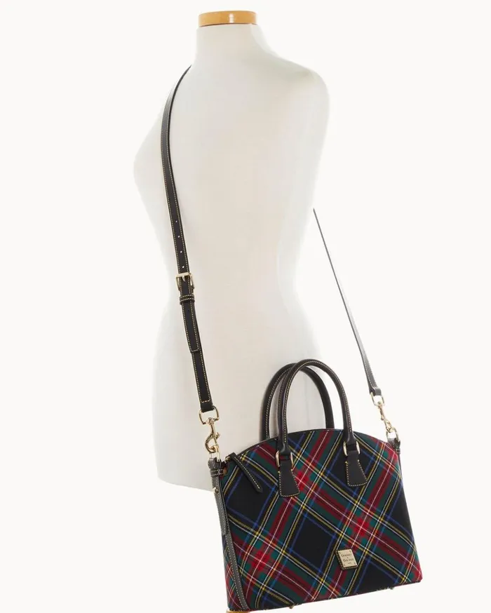 Satchels Women Dooney and Bourke Tartan Domed Satchel Black Satchels Women Dooney and Bourke Tartan Domed Satchel Black