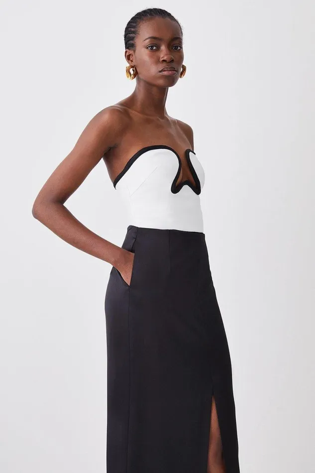 Satin Low Waist Straight Maxi Skirt Black Women Karen Millen Skirts