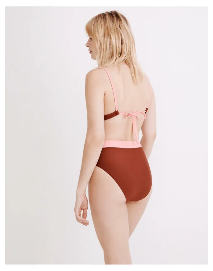 Second Wave High Cut Bikini Bottom In Colorblock Primrose Women Madewell Swim Second Wave High Cut Bikini Bottom In Colorblock Primrose Women Madewell Swim