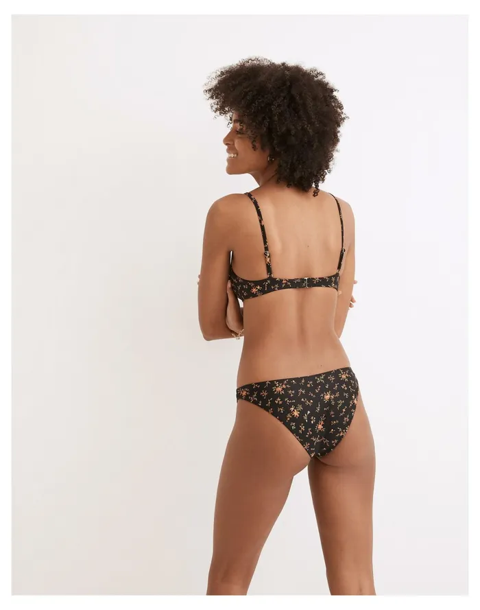 Second Wave Retro Seamed Bikini Top In Fresh Sprigs True Black Women Madewell Swim Second Wave Retro Seamed Bikini Top In Fresh Sprigs True Black Women Madewell Swim