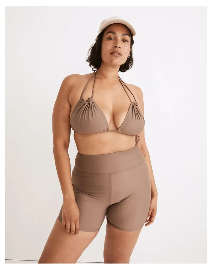 Second Wave Ruched String Bikini Top Castle Rock Women Madewell Swim