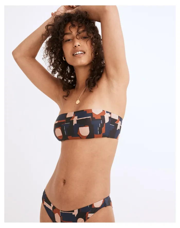 Second Wave Spaghetti Strap Bandeau Bikini Top In Color Collage Twilight Women Madewell Swim Second Wave Spaghetti Strap Bandeau Bikini Top In Color Collage Twilight Women Madewell Swim