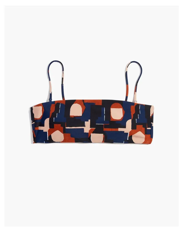 Second Wave Spaghetti Strap Bandeau Bikini Top In Color Collage Twilight Women Madewell Swim Second Wave Spaghetti Strap Bandeau Bikini Top In Color Collage Twilight Women Madewell Swim