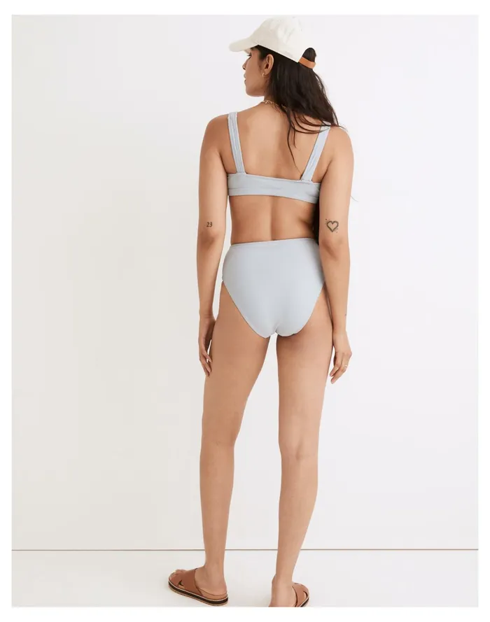 Second Wave Zip High Cut Bikini Bottom Dusty Pool Women Madewell Swim Second Wave Zip High Cut Bikini Bottom Dusty Pool Women Madewell Swim