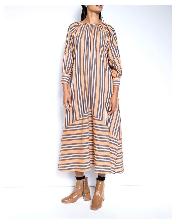 Seek Collective Thistle Maxi Dress In Stripe Play Orange Multi Women Madewell Dresses
