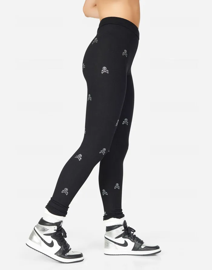Shae Mini Crystal Cross Bone Skulls Black Women039s Lauren Moshi Leggings