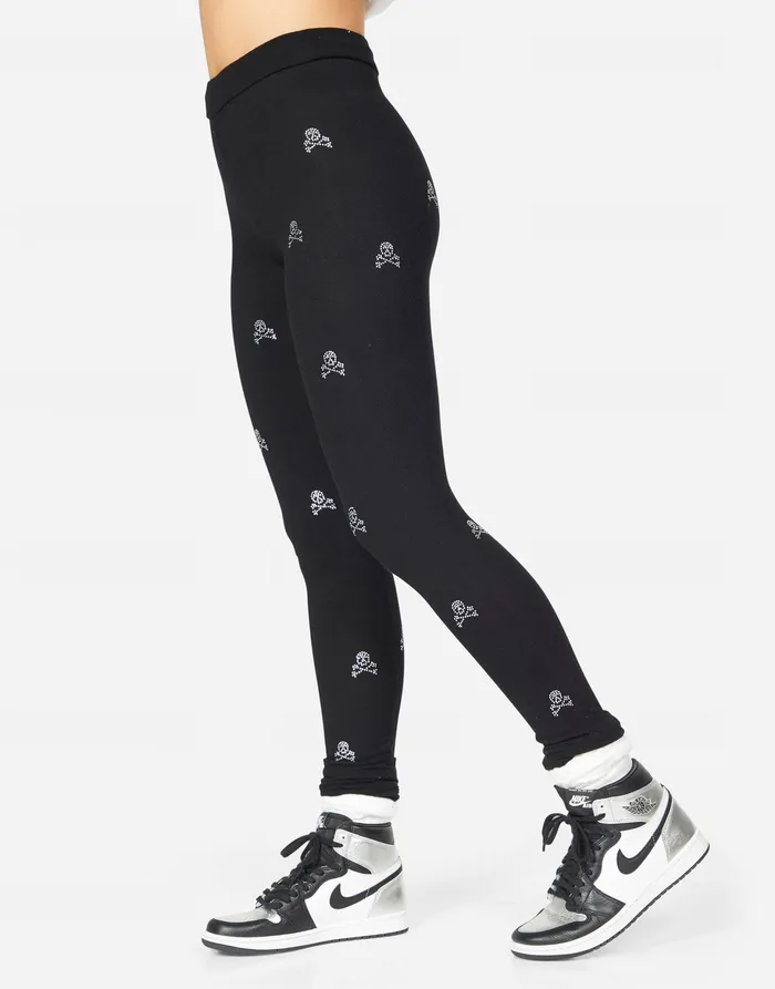 Shae Mini Crystal Cross Bone Skulls Black Women039s Lauren Moshi Leggings