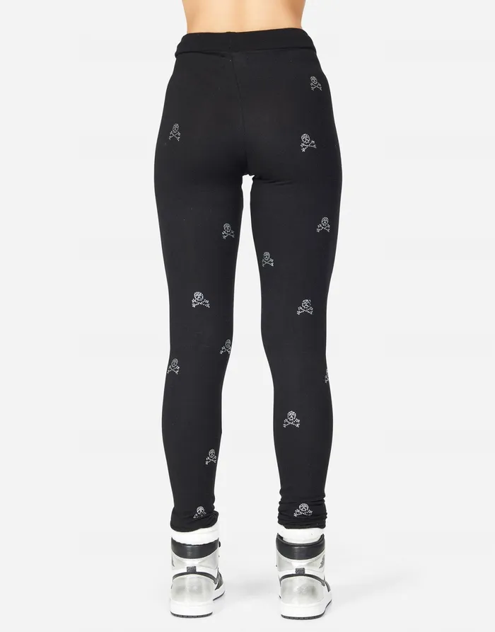 Shae Mini Crystal Cross Bone Skulls Black Women039s Lauren Moshi Leggings