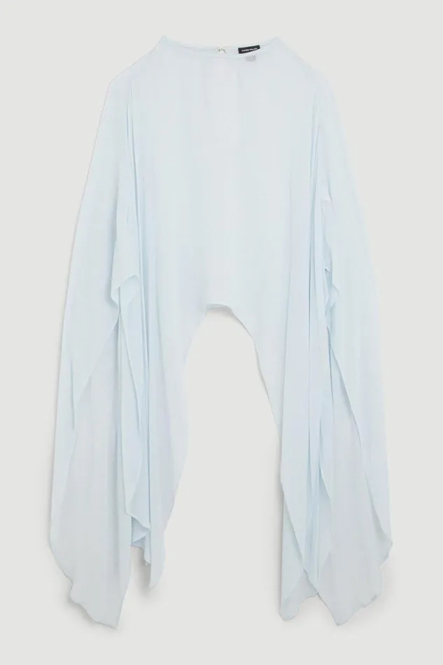 Sheer Woven Cape Pale Blue Women Karen Millen Coats and Jackets