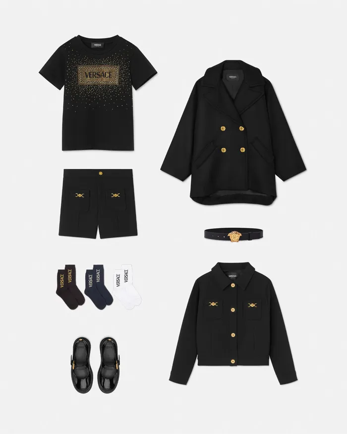 Shirts and Tshirts Kids Versace Crystal 03990s Vintage Logo TShirt Black