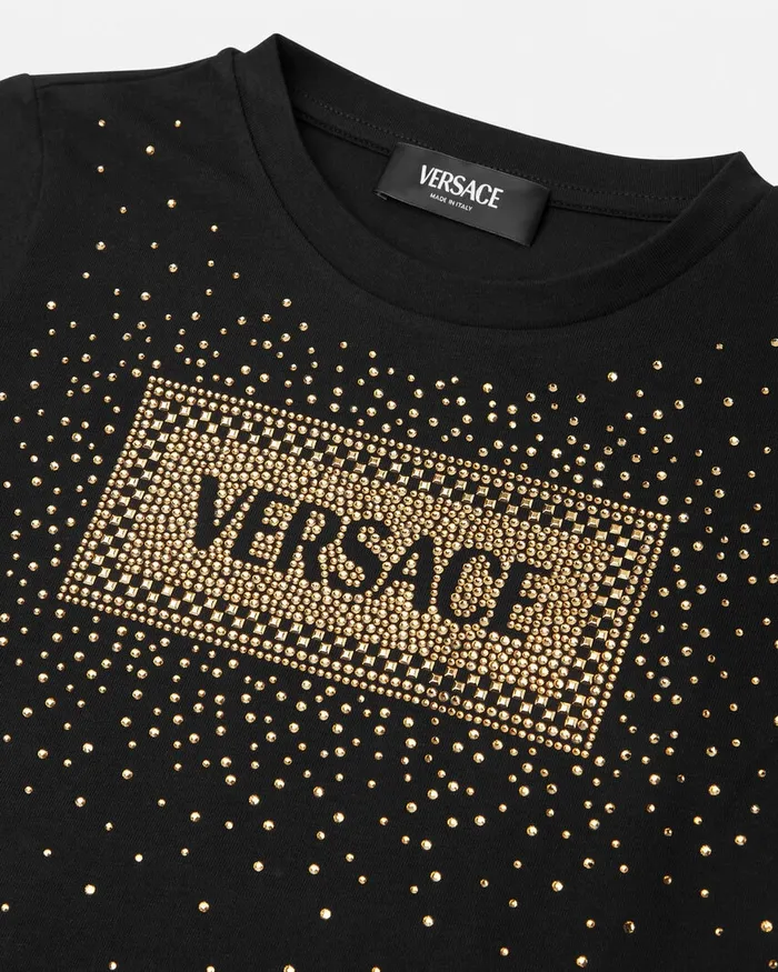 Shirts and Tshirts Kids Versace Crystal 03990s Vintage Logo TShirt Black