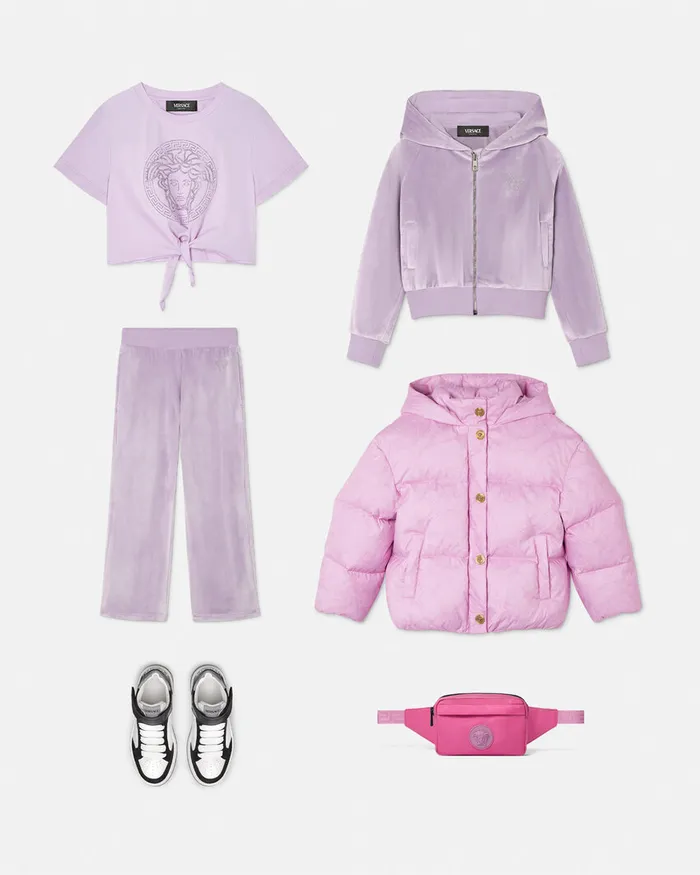 Shirts and Tshirts Kids Versace Crystal Medusa Knotted TShirt Lilac