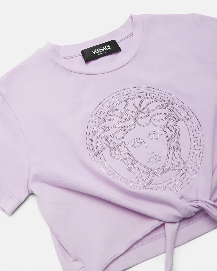 Shirts and Tshirts Kids Versace Crystal Medusa Knotted TShirt Lilac