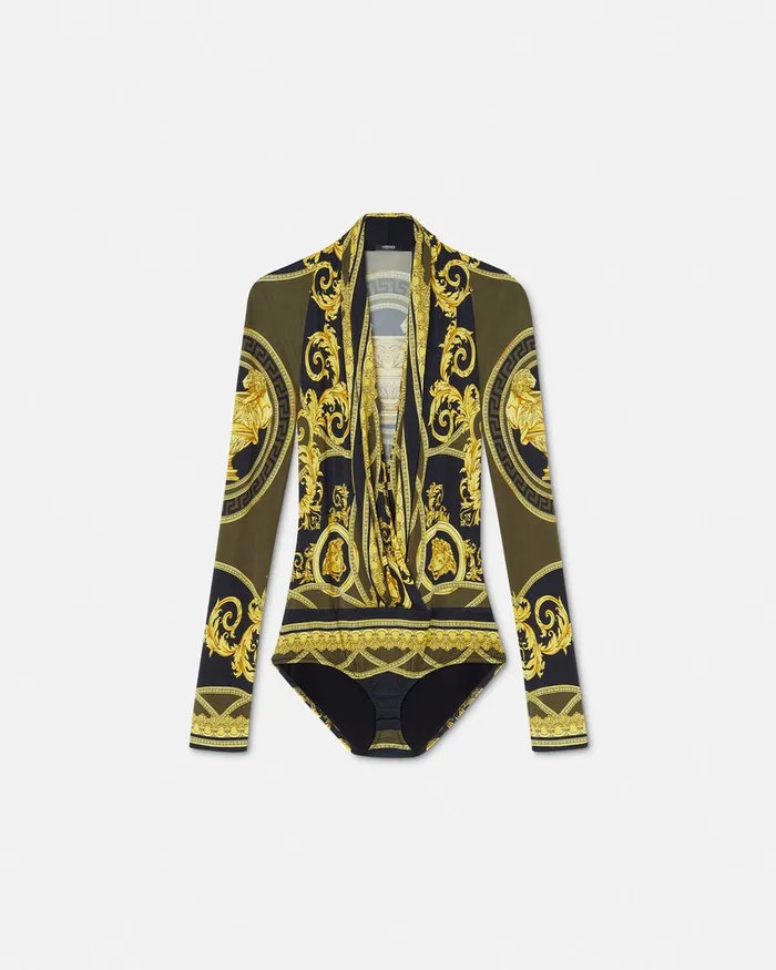 Shirts and Tops Women Versace La Coupe Des Dieux Draped Bodysuit Black