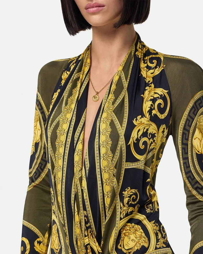 Shirts and Tops Women Versace La Coupe Des Dieux Draped Bodysuit Black
