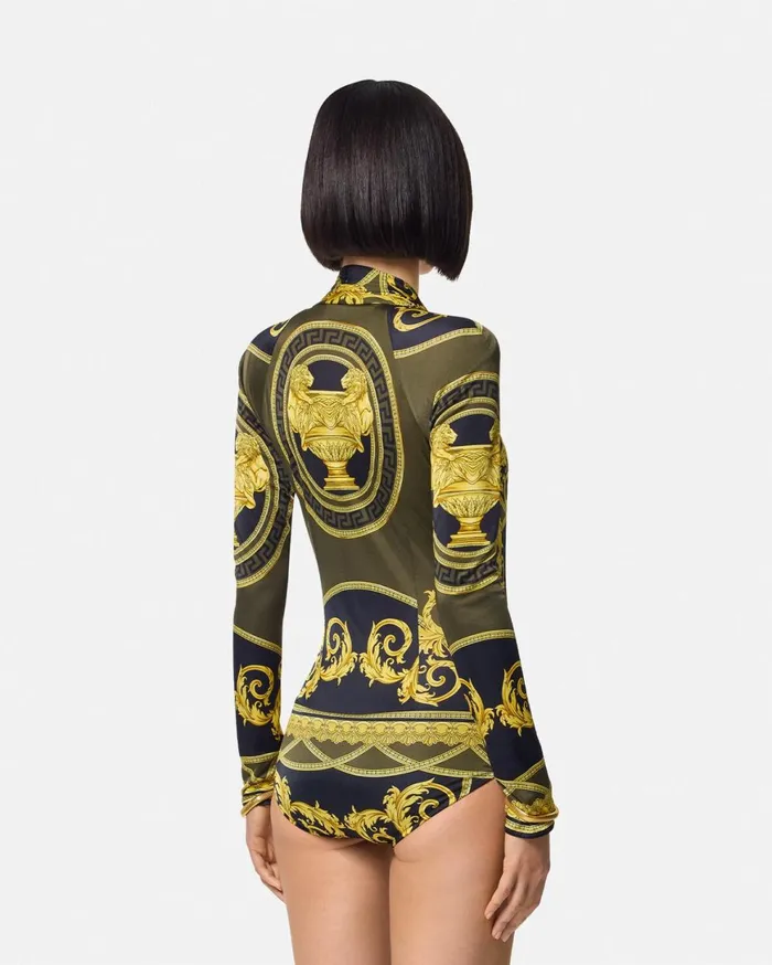 Shirts and Tops Women Versace La Coupe Des Dieux Draped Bodysuit Black