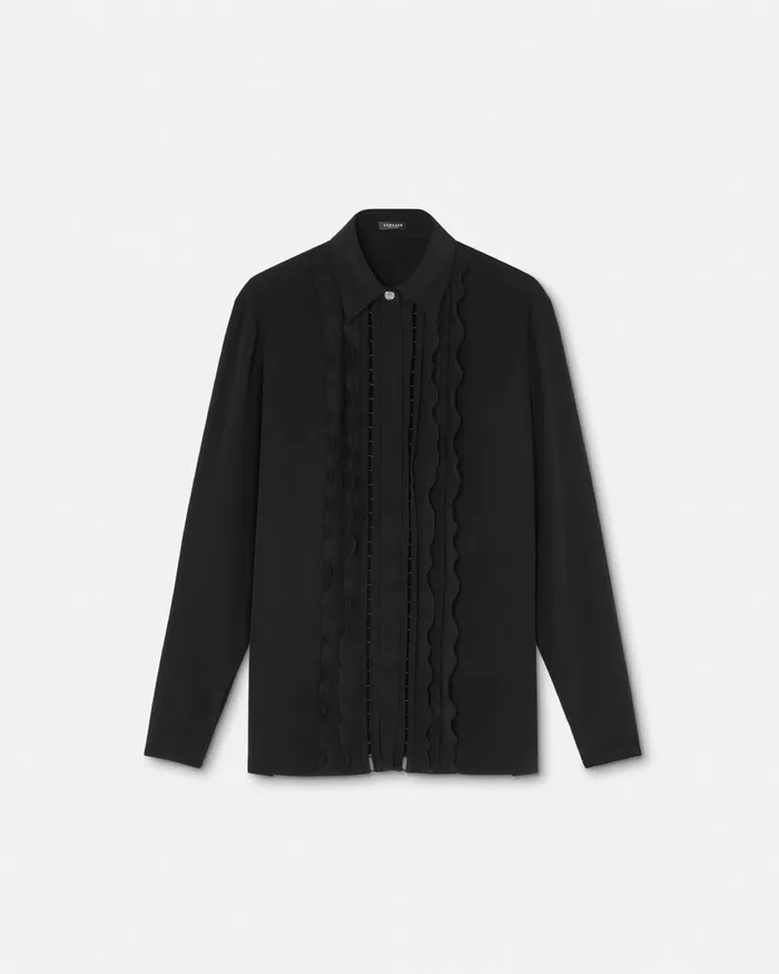 Shirts and Tops Women Versace Ruffled Silk Crpe Shirt Black