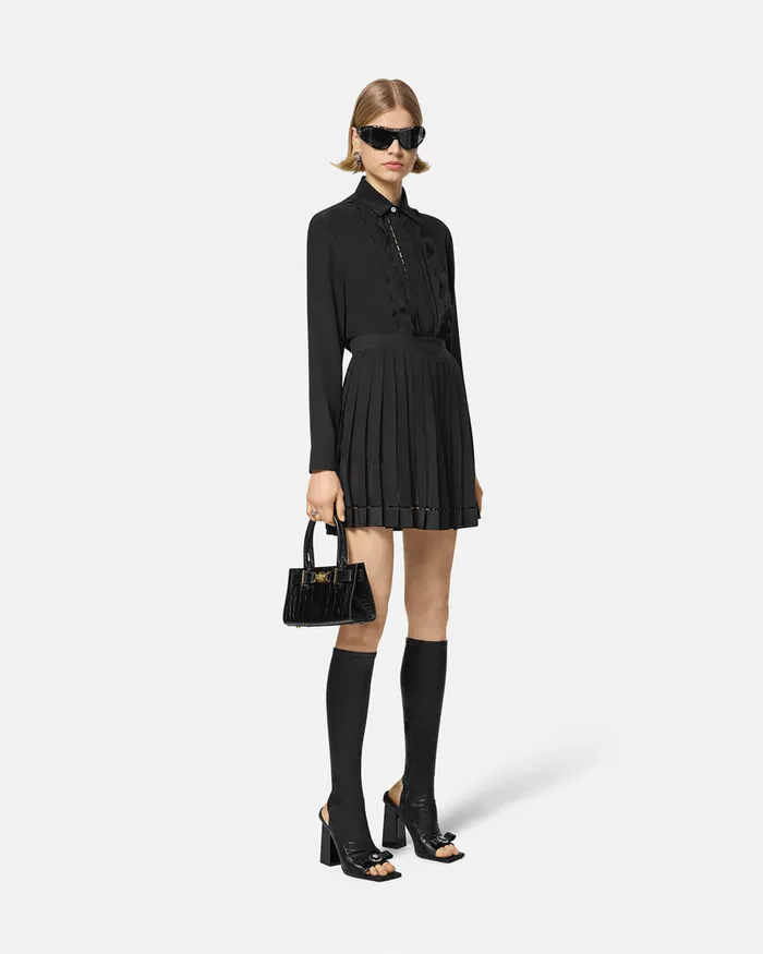 Shirts and Tops Women Versace Ruffled Silk Crpe Shirt Black