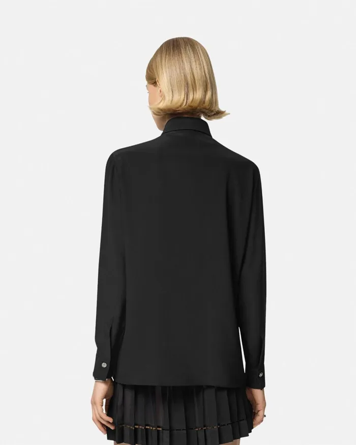 Shirts and Tops Women Versace Ruffled Silk Crpe Shirt Black